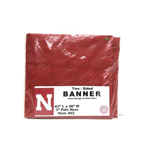 Nebraska "N" Design Two-Sided Banner Flag 3" Pole Hem 43" X 28"