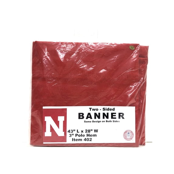 Nebraska "N" Design Two-Sided Banner Flag 3" Pole Hem 43" X 28"