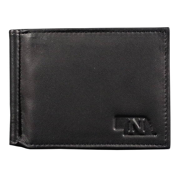 Nebraska NCAA Corn Huskers RFID Blocking Shield Black Leather Moneyclip Wallet