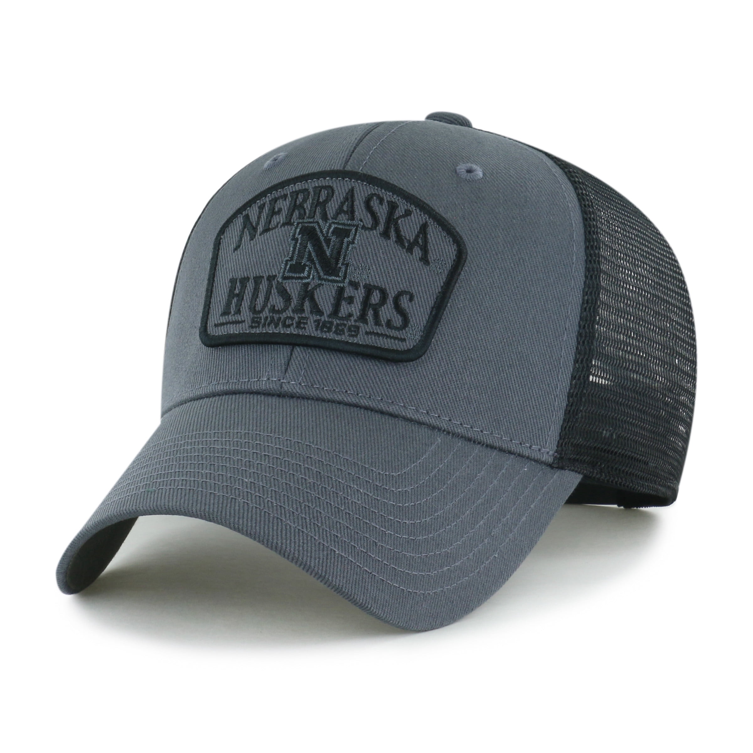 NCAA Nebraska Cornhuskers Black Trucker Patch Adjustable Hat