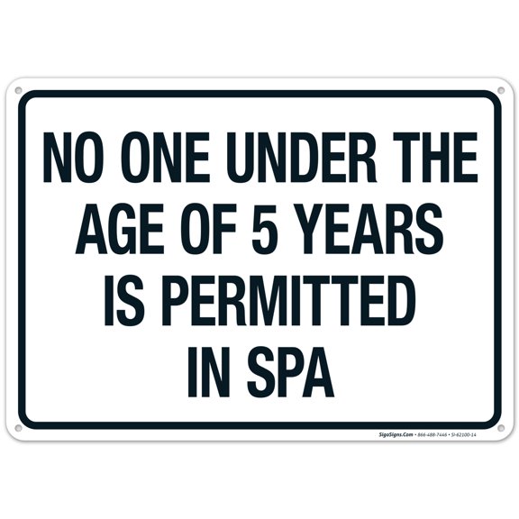 Nebraska No Children Under 5 In Spa Sign, Complies With State Of Nebraska Pool Safety Code, 10x14 Aluminum