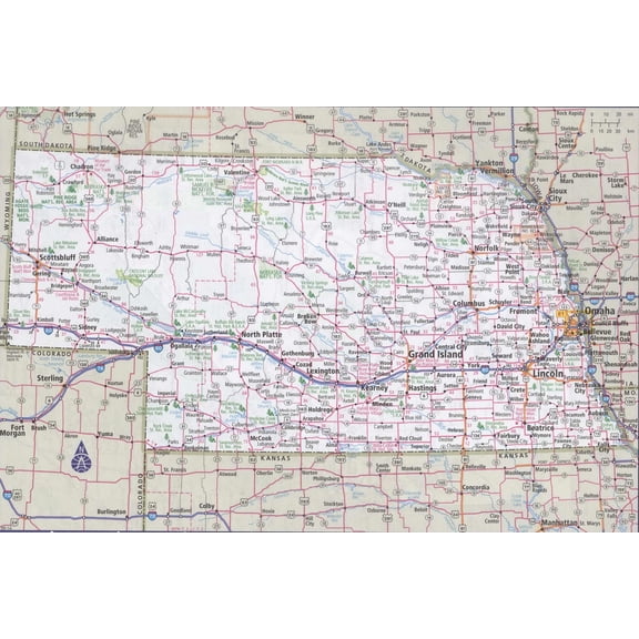 Nebraska Road Map Poster 【Coated Paper】