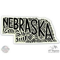Nebraska Shape Cute Letters Native Local - 3" Vinyl Sticker - For Car Laptop I-Pad Phone Helmet Hard Hat - Waterproof Decal