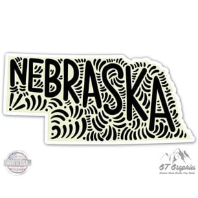 Nebraska Shape Cute Letters Native Local - 5" Vinyl Sticker - For Car Laptop I-Pad - Waterproof Decal