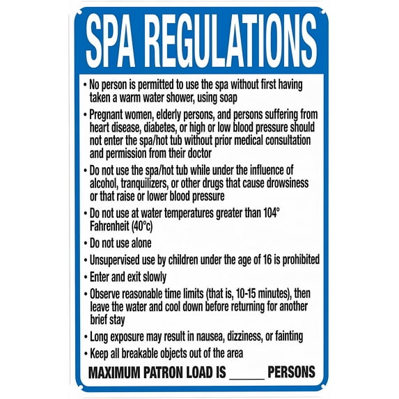 Nebraska Spa Regulations Sign - 8"x12", Complies With State Pool Code, Metal Decor for Business, Home, Yard, Garden