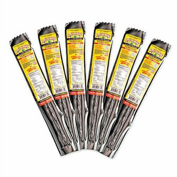 Nebraska Star Beef Lucky Teriyaki Beef Jerky Sticks, High Protein, 12 Pack, 1.25 oz