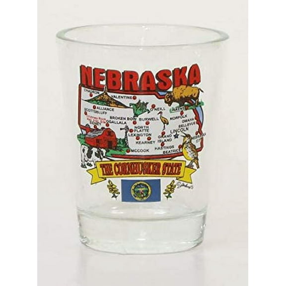 Nebraska State Elements Map Shot Glass