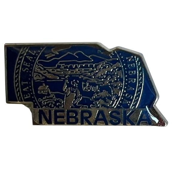 Nebraska State Map Motorcycle Hat Cap Lapel Pin
