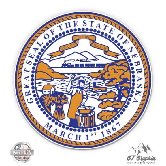 Nebraska State Seal - 5" Vinyl Sticker - For Car Laptop I-Pad - Waterproof Decal