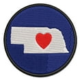 thumbnail image 1 of Nebraska State with Heart Applique Multi-Color Embroidered Hook & Loop Patch - 3.5 Inch Large, 1 of 5