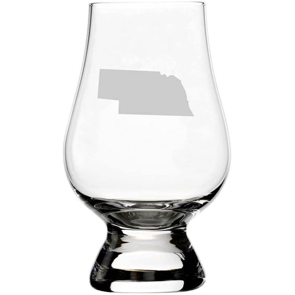 Nebraska States Etched 6.5oz Glencairn Whisky Glass