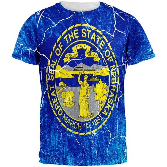 Nebraska Vintage Distressed State Flag All Over Mens T Shirt Multi X-LG
