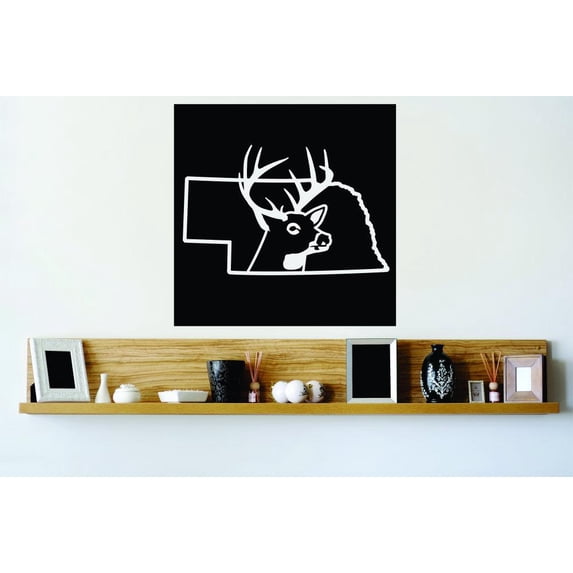 Nebraska Wild Deer Buck Hunt Deer Predator Doe Hunting Bow Arrow Bulls Eye Wilderness Camouflage Holiday Gift Ideas Girl Boy Bedroom Wall Decal Sticker - Size: 20 Inch x 20 Inch