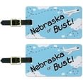 thumbnail image 1 of Nebraska or Bust Flying Airplane Luggage Suitcase Carry-On ID Tags, Set of 2, 1 of 1