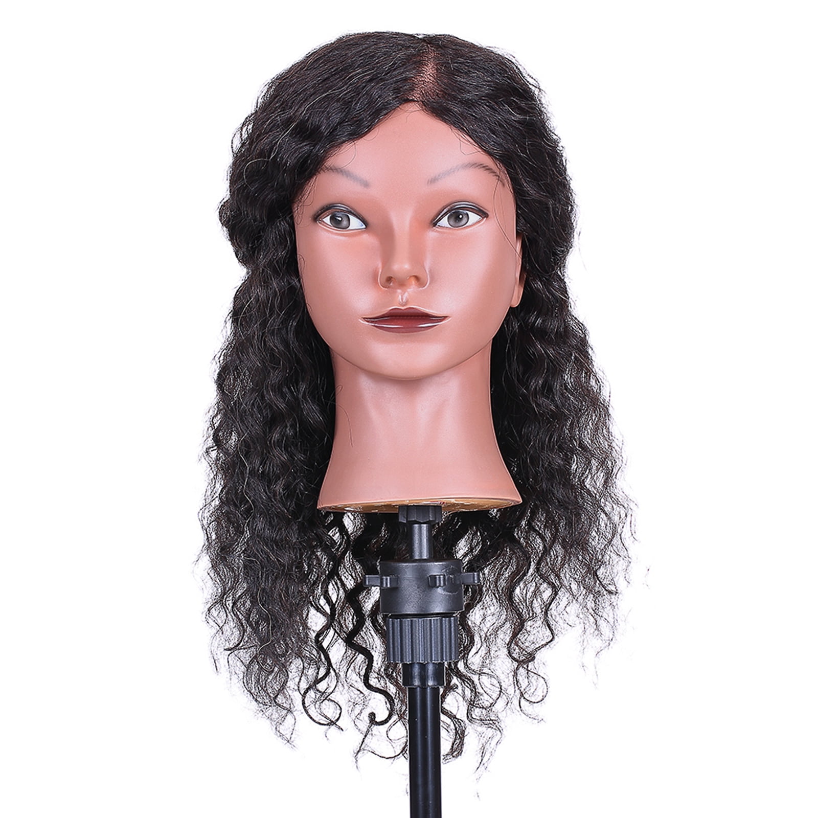 Nebublu Curly Hair Mannequin Head,  Human Hair for Hair Styling Practice and Braiding , Black