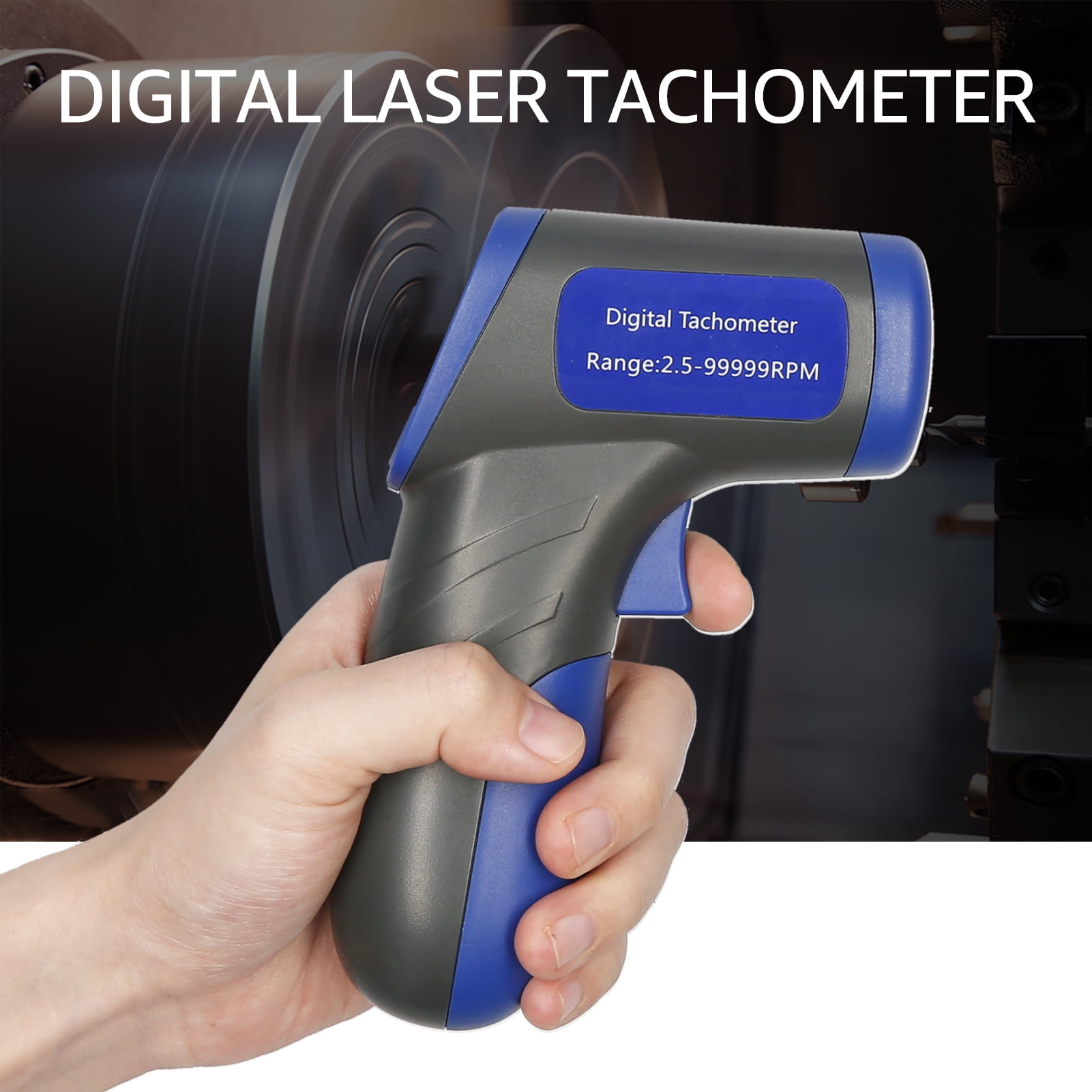 Nebublu Digital Tachometer, Handheld RPM Meter Speedmeter, Backlit LCD Display, Motor Machine Lathe