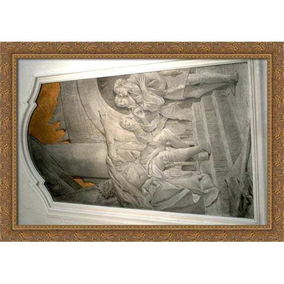 Nebuchadnezar sending the three young men into the fiery furnace 28x40 Large Gold Ornate Wood Framed Canvas Art by Giovanni Domenico Tiepolo