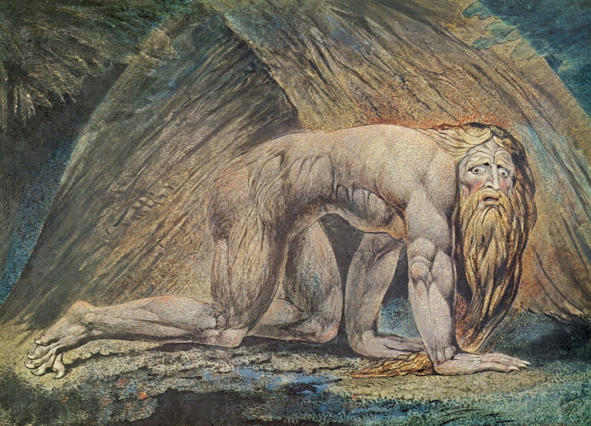 Nebuchadnezzah c1795 Canvas Art - William Blake (24 x 36)