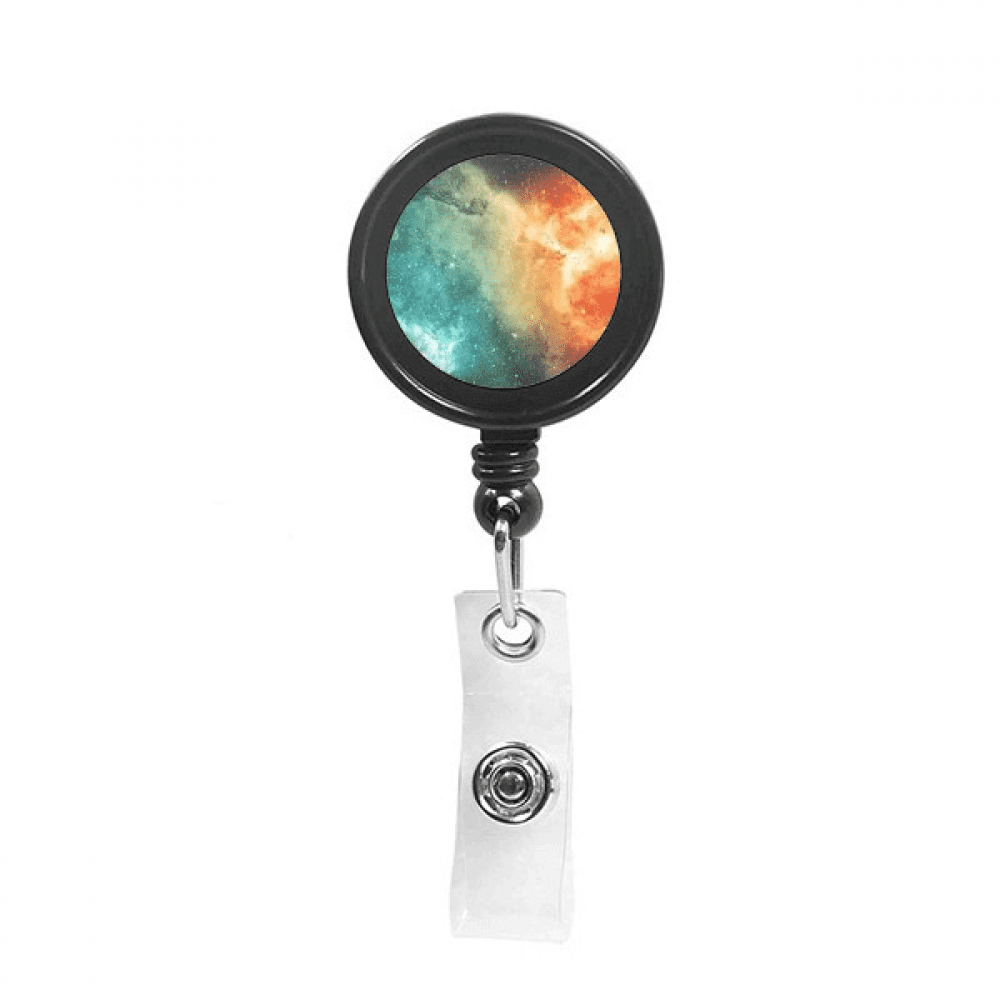 Nebula Adjacent Small Blue Nebula Pattern Retractable Keychain Badge Holder ID Badge