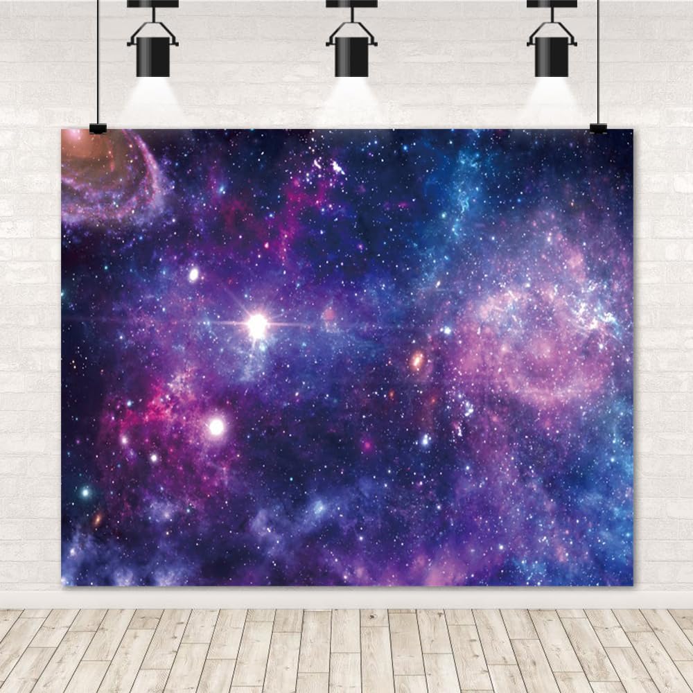 Renaiss 7x7ft Purple Nebula Round Backdrop - Starry Sky Photography Background, Outer Space Theme