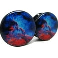 Nebula Blue & Red Galaxy Ear Plugs Acrylic ScrewOn 10 Sizes Pair