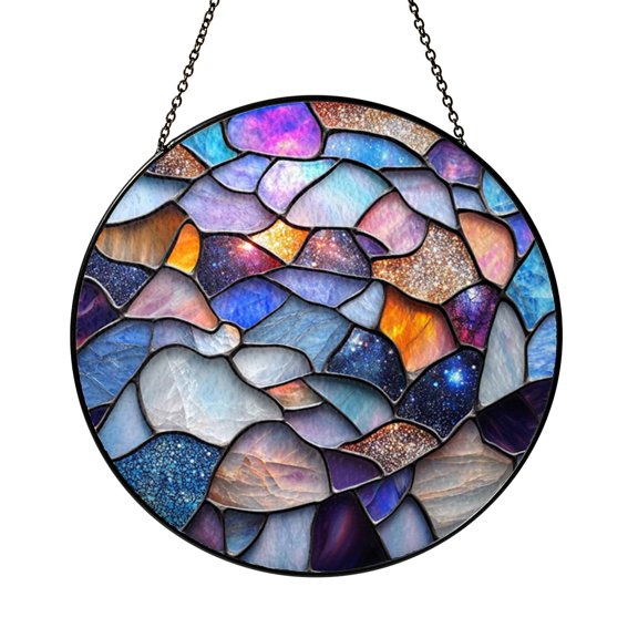 Nebula Color Glass Suncatcher – Round Window Hanging Art