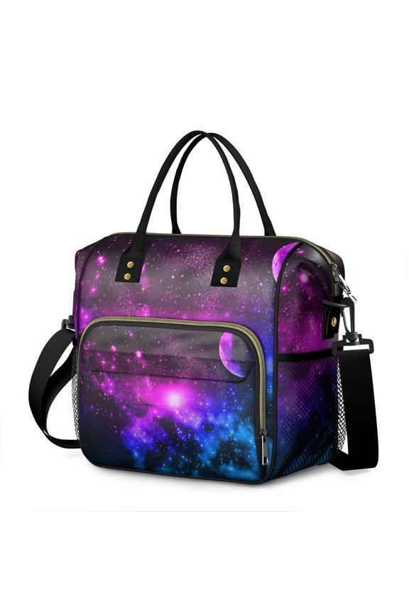 Nebula Cosmic Design Cooler Tote - Waterproof Insulated Lunch Bag with Reinforced Handles for Daily Use