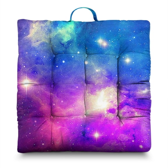 Nebula Cosmic Floor Pillow for Adults, Oversized Square Meditation Cushion with Alien Design, Fluffy & Resilient PP Cotton Filling