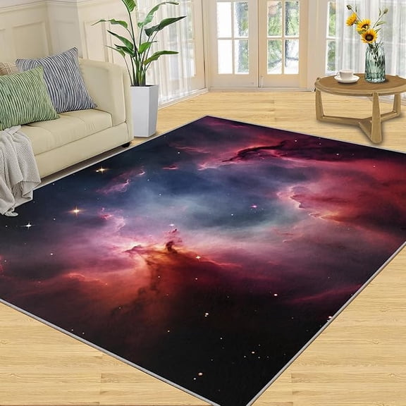 Nebula Cosmic Space Area Rug, Colorful Cosmos Galaxy Rugs for Bedroom Astral Cloud Themed Rug, Washable Non Slip Indoor Floor Carpet & Home Decor 4 x 6ft