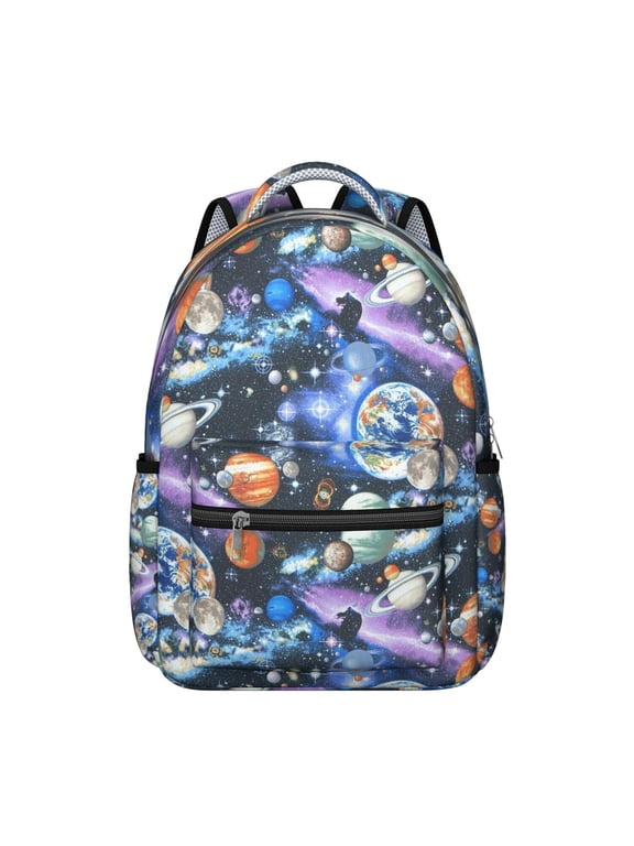 Cosmic Space Students Backpack Galaxy Celestial Outer Space Design, Comfortable and Adjustable Strap School Bag for Students