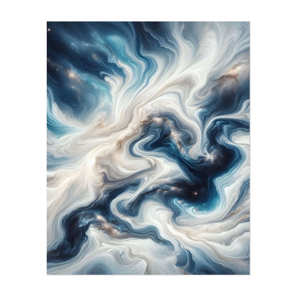Nebula Flow - India Painting Abstract Space Cosmic Surrealism Stars Night Sky Fantasy Unframed Wall Art Print 36 x 48 inches