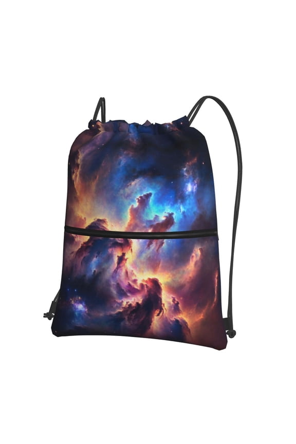 Nebula Galaxy Pattern Drawstring Backpack Bag Water Resistant Yoga Shopping Cinch Bag Sackpack For Men Women