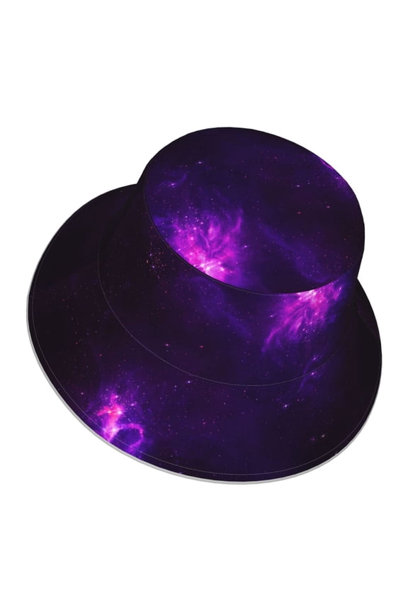 Galaxy Purple Bucket Hat With Reflective Stripe For Men Women Reversible Outdoor Travel Hiking Beach Caps