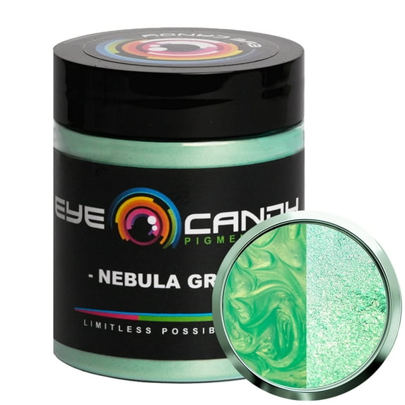 Nebula Green Mica Powder Pigment (25g) for DIY Crafts: Woodworking, Resin, Soap, Paint, and More