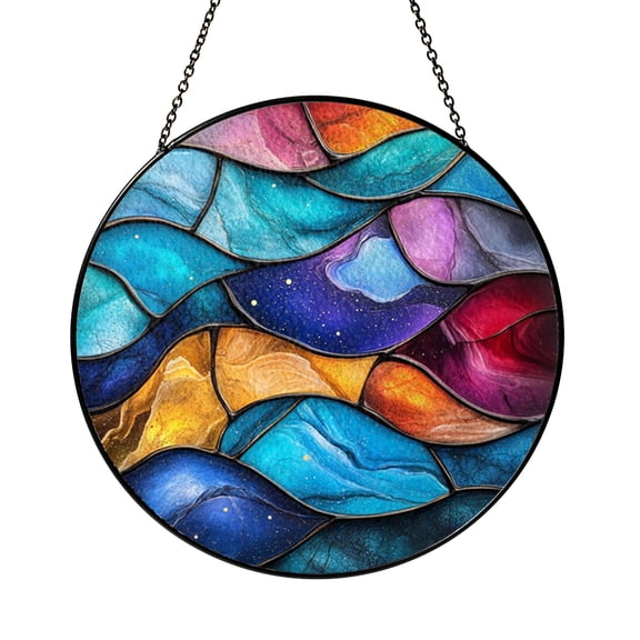 Nebula Inspired Geode Glass Suncatcher Window Decor, Stained Glass Style Hanging Art
