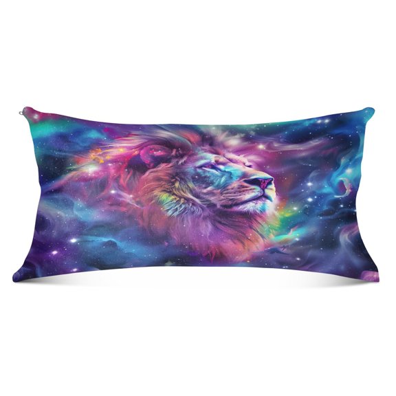 Nebula Lion Head Plush Pillow Cases Body Size Ultra Soft Warm Pillowcases with Zipper 20"x54"