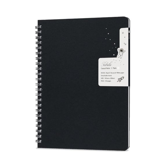 Nebula Note Casual by Colorverse - Black - 5.7" x 8.2" Soft Cover Notebook - 120 Pages (90g/m2), Plain (Blank)