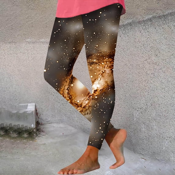 Nebula Print High Waisted Yoga Pants for Women Stretchy Compression Leggings Cosmic Universe Pattern Gymwear