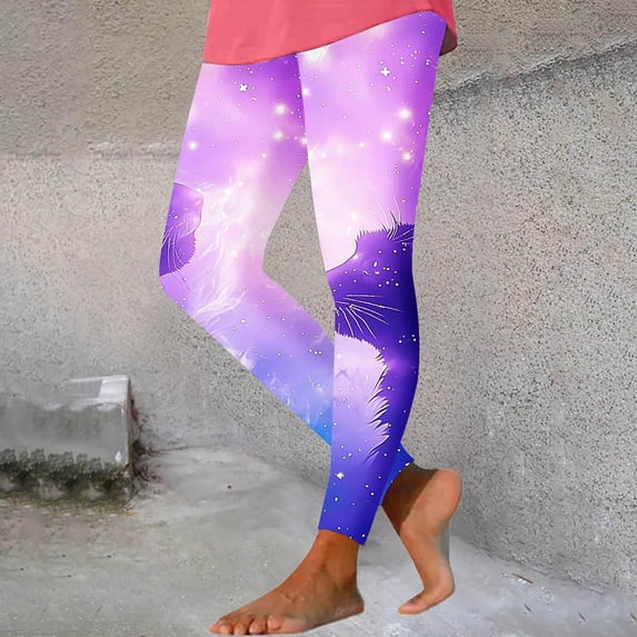 Nebula Print High Waisted Yoga Pants for Women Stretchy Compression Leggings Cosmic Universe Pattern Gymwear