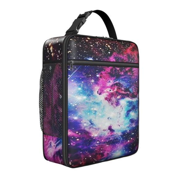 Nebula Rocket Space Lunch Box for Commuters, Insulated Cooler Tote - Leakproof Galaxy Design Lunch Bag with Planet Orbits