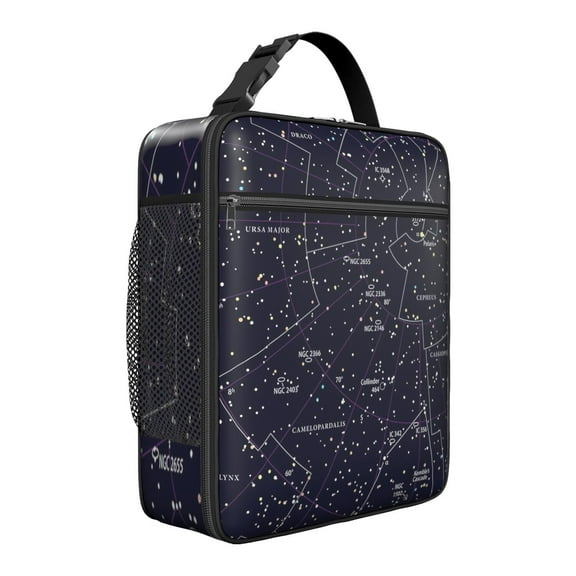 Nebula Rocket Space Lunch Box for Commuters, Insulated Cooler Tote - Leakproof Galaxy Design Lunch Bag with Planet Orbits