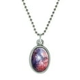 thumbnail image 1 of Nebula Space Galaxy Antiqued Oval Charm Pendant with Chain, 1 of 3