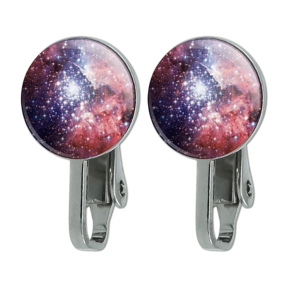 Nebula Space Galaxy Novelty Clip-On Stud Earrings