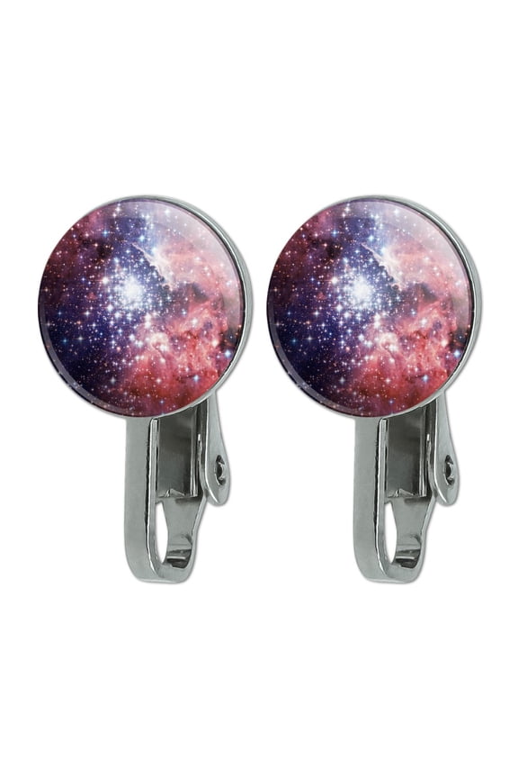 Nebula Space Galaxy Novelty Clip-On Stud Earrings