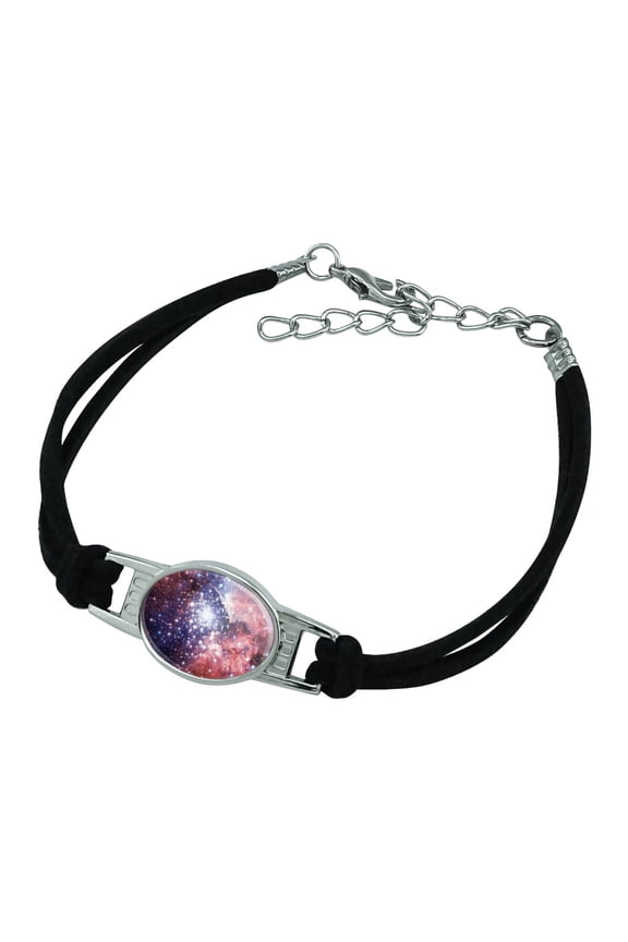 Nebula Space Galaxy Novelty Suede Leather Metal Bracelet