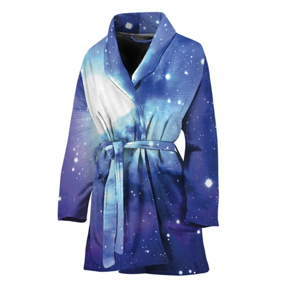 Nebula Space Women Bathrobe One Size Univeral Fits Fashion Lightweight Plush Fleece Long Robe For Women