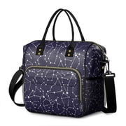Nebula Voyage Insulated Lunch Tote   Leakproof Dual Compartment Cooler Bag with Starry Night and Cosmic Designs for Work or Travel