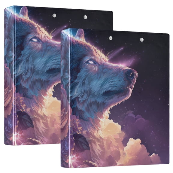 Nebula Wolf Roses Round Ring Binder 3 Rings 1.5" Capacity File Storage for A4 Size 1 Pack