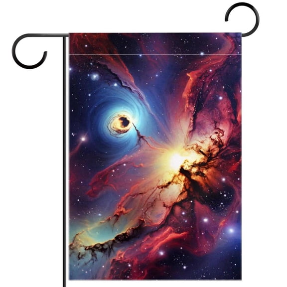 Nebula and Galaxies in Space Garden Flag Double Sided House Flag for Outdoor Home, Personalized All Year Round Yard Decor 12 x 18 Inch