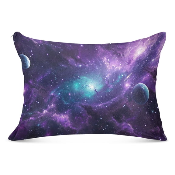 Nebula and Planet Plush Pillow Cases Standard Size Ultra Soft Warm Pillowcases with Zipper 20"x26"
